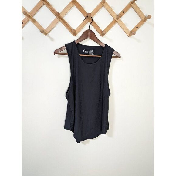 Zyia Active Black Ribbed Lightweight Athletic Tank Top - Size L - Picture 1 of 4